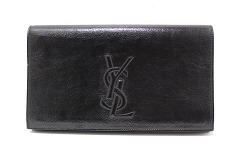 ysl black leather clutch bag|authentic YSL handbag clutch.